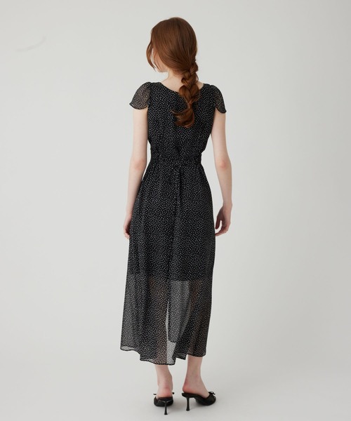 4141 DEICY デイシー 新品 ドット柄ワンピース シフォン フリル シフォンドットロングワンピース（ワンピース）｜DEICY