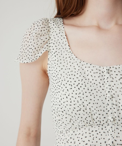 4141 DEICY デイシー 新品 ドット柄ワンピース シフォン フリル シフォンドットロングワンピース（ワンピース）｜DEICY