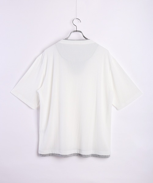 WESTSEA（ウエストシー）の「接触冷感 オーバーサイズ フクレジャガード フェイクレイヤード Vネック 半袖Tシャツ（Tシャツ/カットソー・メンズ・ブラック/ベージュ/オフホワイト/ブルー・LL/M/L）」の6枚目の写真