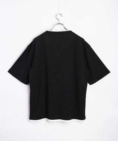 WESTSEA（ウエストシー）の「接触冷感 オーバーサイズ フクレジャガード フェイクレイヤード Vネック 半袖Tシャツ（Tシャツ/カットソー・メンズ・ブラック/ベージュ/オフホワイト/ブルー・LL/M/L）」の9枚目の写真