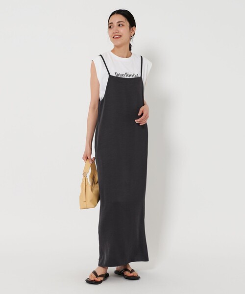 BEAUTY&YOUTH UNITED ARROWS（ビューティーアンドユースユナイテッドアローズ）の「ポリエステルサテン キャミワンピース（ワンピース・レディース・ブラック/オフホワイト・S/M）」の6枚目の写真