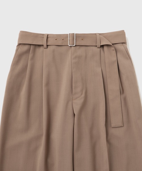 ADAM ET ROPEサマーウーステッド ベルテッド ワイド イージーパンツ サマーウーステッド ベルテッド ワイド イージーパンツ