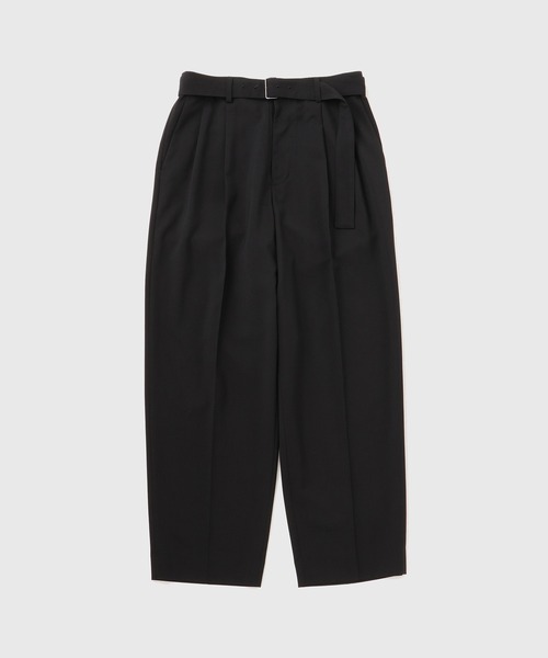 サマーウーステッド ベルテッド ワイド イージーパンツ