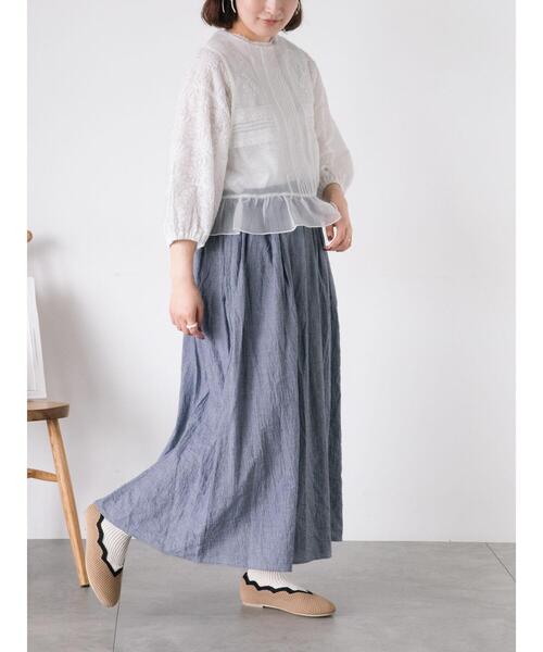 Samansa Mos2（サマンサ モスモス）の「オーガンジー刺繍ベスト（ベスト・レディース・キナリ/ブラック/オフホワイト・F）」の18枚目の写真