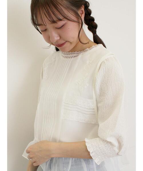 Samansa Mos2（サマンサ モスモス）の「オーガンジー刺繍ベスト（ベスト・レディース・キナリ/ブラック/オフホワイト・F）」の14枚目の写真