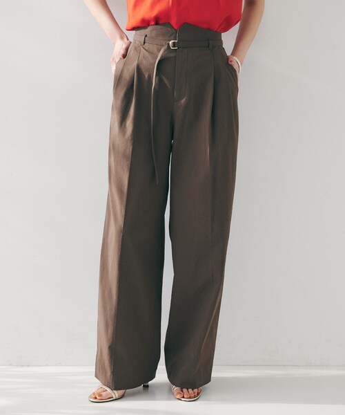 UNTITLED（アンタイトル）の「【セットアップ可能／オンオフ】ラミー混 タックワイドパンツ（その他パンツ・レディース・オリーブ/ライトベージュ/ブラウン系その他/ネイビー系2/オフホワイト・03/02/01/50/00/48/46/44/42/04）」の11枚目の写真