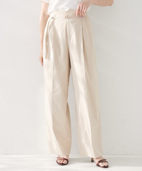 UNTITLED（アンタイトル）の「【セットアップ可能／オンオフ】ラミー混 タックワイドパンツ（その他パンツ・レディース・オリーブ/ライトベージュ/ブラウン系その他/ネイビー系2/オフホワイト・03/02/01/50/00/48/46/44/42/04）」の18枚目の写真