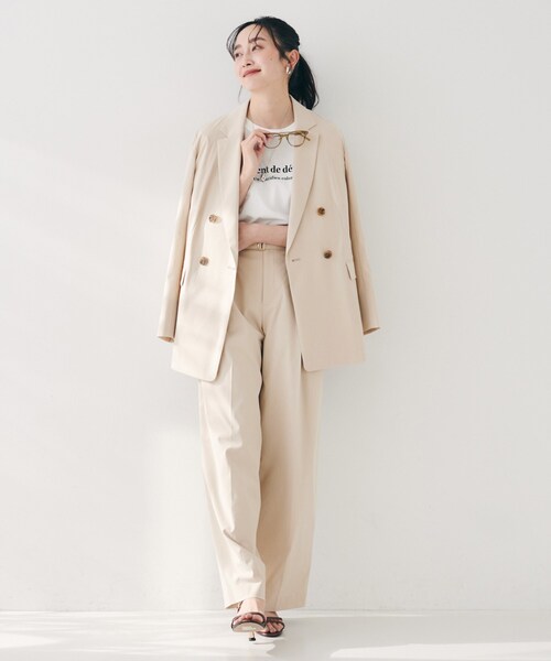 UNTITLED（アンタイトル）の「【セットアップ可能／オンオフ】ラミー混 タックワイドパンツ（その他パンツ・レディース・オリーブ/ライトベージュ/ブラウン系その他/ネイビー系2/オフホワイト・03/02/01/50/00/48/46/44/42/04）」の20枚目の写真