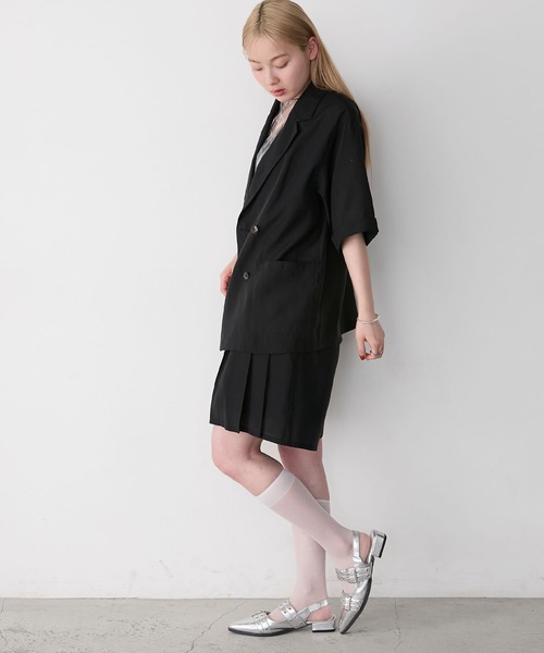メルシーボークー テロプリ プリーツ キュロト パンツ ブラック 94133762b_b_13_500.jpg
