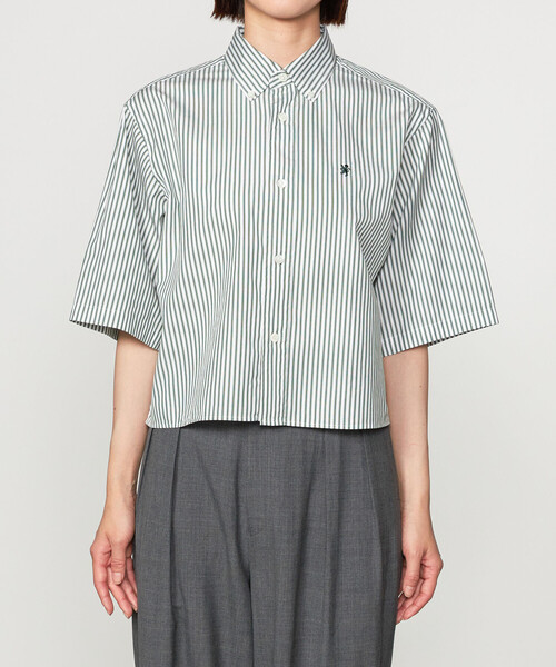 GYMPHLEX(ジムフレックス)の「Gymphlex | ショート ボタンダウン半袖シャツ STRIPE WOMEN(シャツ/ブラウス・レディース・グリーン系その他・14)」の3枚目の写真