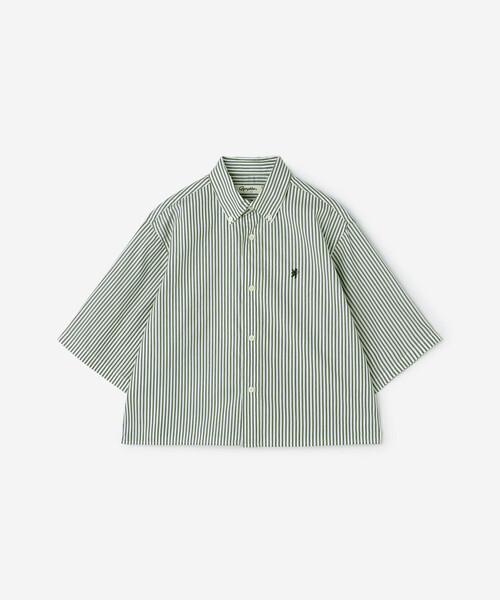 GYMPHLEX(ジムフレックス)の「Gymphlex | ショート ボタンダウン半袖シャツ STRIPE WOMEN(シャツ/ブラウス・レディース・グリーン系その他・14)」の6枚目の写真