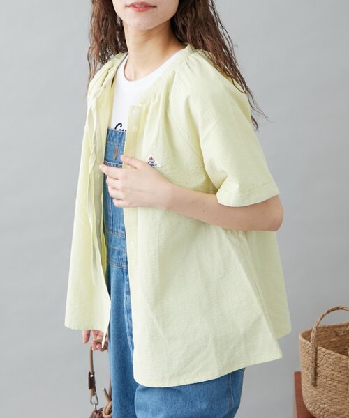 GEVACO（ゲバコ）の「【GEVACO】ボウタイブラウス（シャツ/ブラウス・レディース・サックスブルー/イエロー/ホワイト・ONE SIZE）」の4枚目の写真