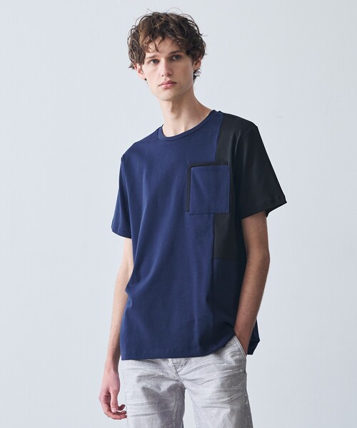 5351 POUR LES HOMMES(ゴーサンゴーイチプールオム)の「ダブルポケット 半袖 Tシャツ(Tシャツ/カットソー・メンズ・ネイビー/ホワイト/ブラック・48/46/44/50)」の1枚目の写真