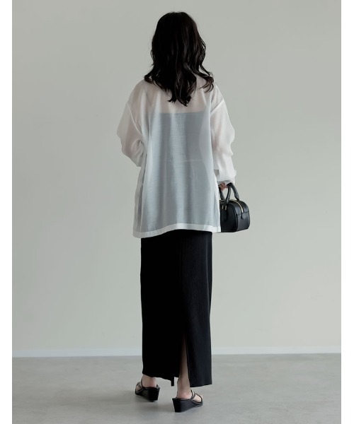 Re:EDIT（リエディ）の「[新色追加]金ボタンシアーオーガンジーテーラードジャケット（テーラードジャケット・レディース・グレイッシュベージュ/ブラック/ホワイト・MEDIUM/LARGE）」の8枚目の写真