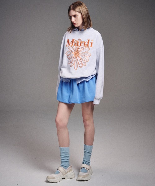 ●Mardi Mercredi●BALLOON MINI SWEAT SKIRT CRINKLED_WHITE ○Mardi Mercredi○BALLOON MINI SWEAT SKIRT CRINKLED