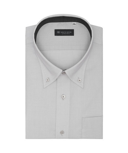TOKYO SHIRTS(トウキョウシャツ)の「【吸水速乾】 形態安定ノンアイロン ボタンダウン 半袖ビジネスワイシャツ(ビジネスシャツ・メンズ・グレー・首回り45cm/首回り47cm)」の1枚目の写真