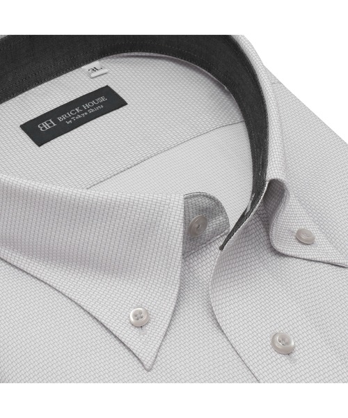 TOKYO SHIRTS(トウキョウシャツ)の「【吸水速乾】 形態安定ノンアイロン ボタンダウン 半袖ビジネスワイシャツ(ビジネスシャツ・メンズ・グレー・首回り45cm/首回り47cm)」の2枚目の写真