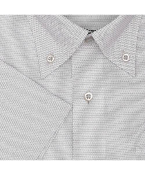 TOKYO SHIRTS(トウキョウシャツ)の「【吸水速乾】 形態安定ノンアイロン ボタンダウン 半袖ビジネスワイシャツ(ビジネスシャツ・メンズ・グレー・首回り45cm/首回り47cm)」の3枚目の写真