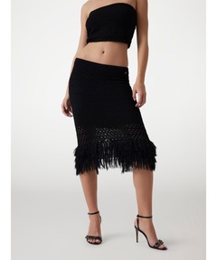 LUCA Fringed Hem Midi Skirt スカート