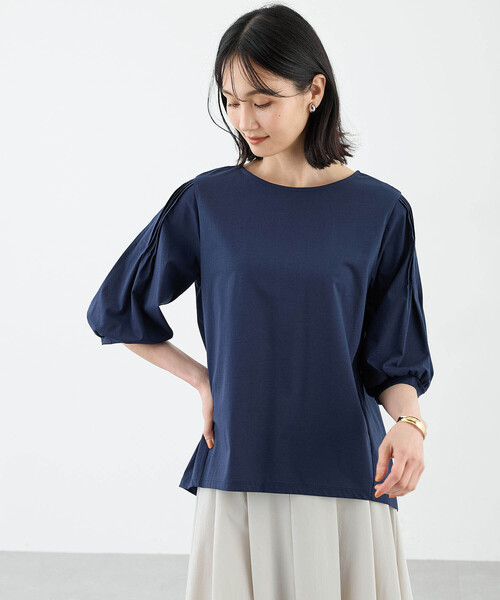 A/C DESIGN BY ALPHA CUBIC(エーシーデザインバイアルファキュービック)の「【接触冷感】袖タックデザインプルオーバー(Tシャツ/カットソー・レディース・ライトグレー/オレンジ/ネイビー・M/L)」の2枚目の写真