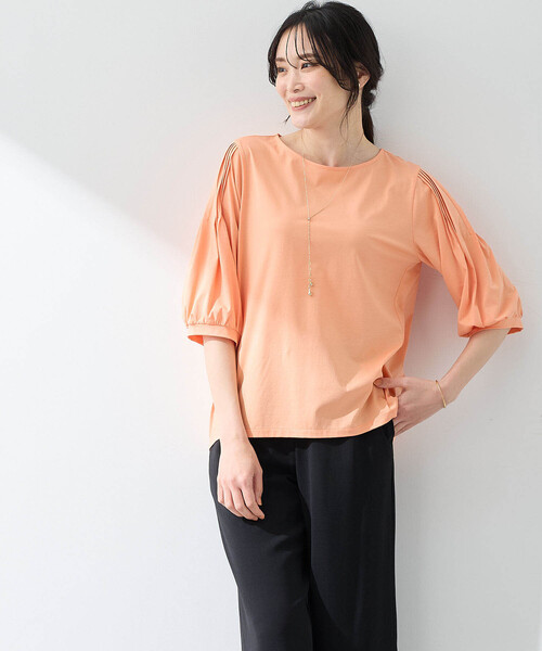 A/C DESIGN BY ALPHA CUBIC(エーシーデザインバイアルファキュービック)の「【接触冷感】袖タックデザインプルオーバー(Tシャツ/カットソー・レディース・ライトグレー/オレンジ/ネイビー・M/L)」の7枚目の写真