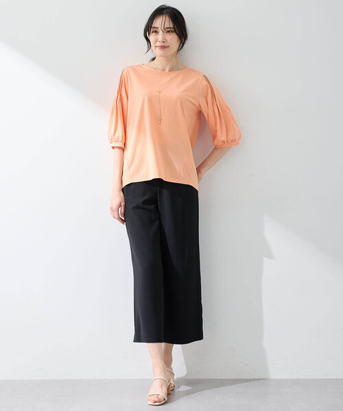 A/C DESIGN BY ALPHA CUBIC(エーシーデザインバイアルファキュービック)の「【接触冷感】袖タックデザインプルオーバー(Tシャツ/カットソー・レディース・ライトグレー/オレンジ/ネイビー・M/L)」の16枚目の写真