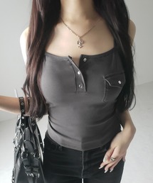 me+em select(~[ZNg)́y Rcolor ^ Jbvt zAEg|Pbgw[lbNXL~\[ ^out pocket henlyneck slim camisole(L~\[)