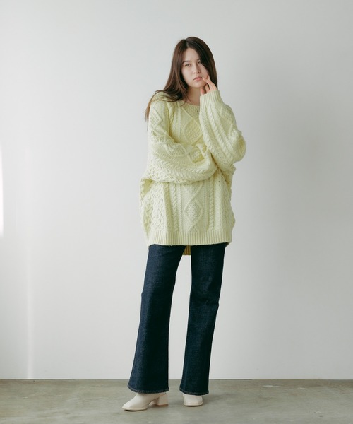 FOG ESSENTIALS（エフオージーエッセンシャルズ）の「FOG ESSENTIALS/エッセンシャルズ FOG 22FW CABLE KNIT CREW NECK オーバーサイズ ケーブルニット（ニット/セーター・メンズ・ライトイエロー・M/L/XL）」の6枚目の写真