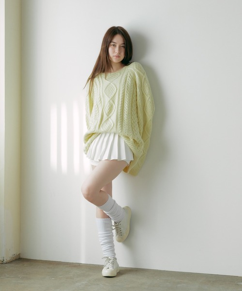 FOG ESSENTIALS（エフオージーエッセンシャルズ）の「FOG ESSENTIALS/エッセンシャルズ FOG 22FW CABLE KNIT CREW NECK オーバーサイズ ケーブルニット（ニット/セーター・メンズ・ライトイエロー・M/L/XL）」の19枚目の写真