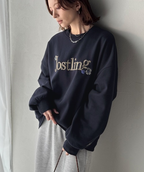 45R45rpm 裏毛deフラワー刺繍のパフ スウェット ANPAS トレーナー スウェット Fleece Lining Rose Embroidery