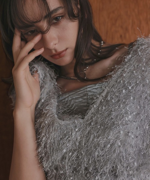 Callarus（カラルス）の「フリンジベスト+デザインキャミワンピースドレス〔Callarus〕（ドレス・レディース・テラコッタ/グレー/ブラック・M/L/LL）」の3枚目の写真