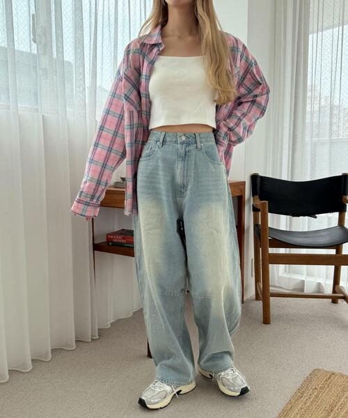 WEGO（ウィゴー）の「WEGO/サマーデニムバレルレッグパンツ（デニムパンツ・レディース・スカイブルー/コバルトブルー・SMALL/MEDIUM）」の15枚目の写真