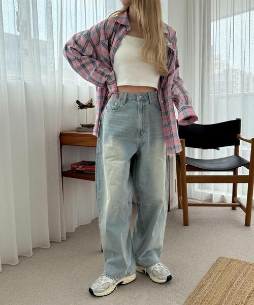 WEGO（ウィゴー）の「WEGO/サマーデニムバレルレッグパンツ（デニムパンツ・レディース・スカイブルー/コバルトブルー・SMALL/MEDIUM）」の21枚目の写真