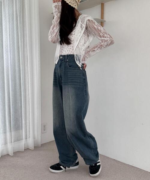 WEGO（ウィゴー）の「WEGO/サマーデニムバレルレッグパンツ（デニムパンツ・レディース・スカイブルー/コバルトブルー・SMALL/MEDIUM）」の3枚目の写真