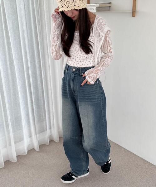 WEGO（ウィゴー）の「WEGO/サマーデニムバレルレッグパンツ（デニムパンツ・レディース・スカイブルー/コバルトブルー・SMALL/MEDIUM）」の4枚目の写真