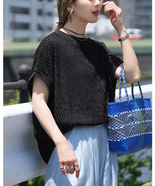 reca（レカ）の「フリフリカットソー（Tシャツ/カットソー・レディース・オフホワイト/ブラック/ライトブルー/ライム/マスタード・FREE）」の2枚目の写真