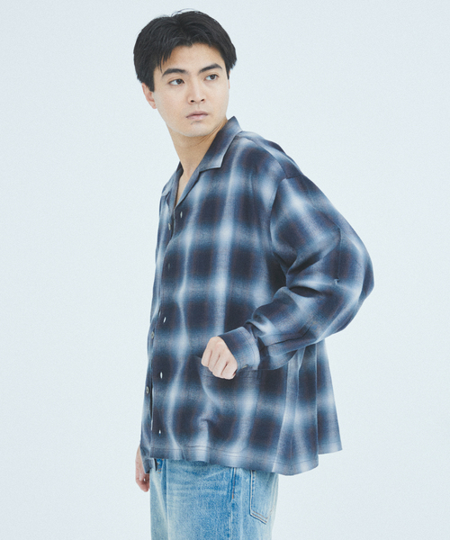 J.S.Homestead / リラックス オンブレ オープン カラー シャツ（シャツ