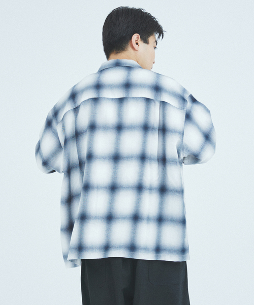 ジャーナルスタンダード　ホームステッド　relax open ombre J.S.Homestead / リラックス オンブレ オープン カラー シャツ（シャツ