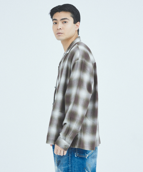 JOURNAL STANDARD J.S HOMESTEAD（ジャーナルスタンダードホームステッド）の「J.S.Homestead / リラックス オンブレ オープン カラー シャツ（シャツ/ブラウス・メンズ・ウッド/ベージュ系その他/チャコールグレー/グレー・LARGE/MEDIUM）」の5枚目の写真