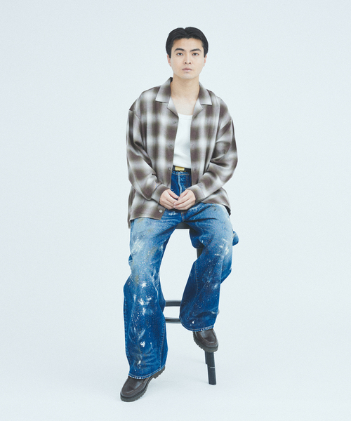 JOURNAL STANDARD J.S HOMESTEAD（ジャーナルスタンダードホームステッド）の「J.S.Homestead / リラックス オンブレ オープン カラー シャツ（シャツ/ブラウス・メンズ・ウッド/ベージュ系その他/チャコールグレー/グレー・LARGE/MEDIUM）」の7枚目の写真