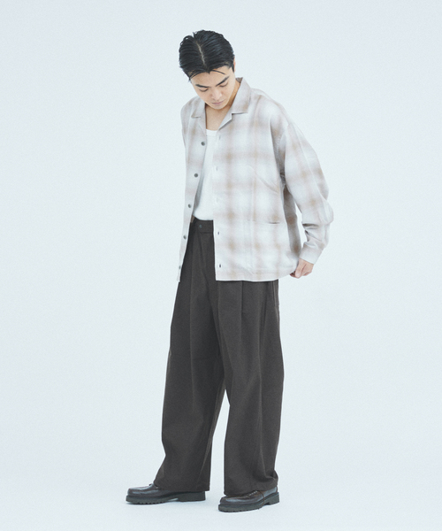 JOURNAL STANDARD J.S HOMESTEAD（ジャーナルスタンダードホームステッド）の「J.S.Homestead / リラックス オンブレ オープン カラー シャツ（シャツ/ブラウス・メンズ・ウッド/ベージュ系その他/チャコールグレー/グレー・LARGE/MEDIUM）」の11枚目の写真