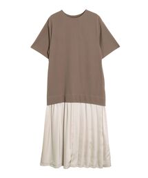 プリーツドッキングカットソーワンピース