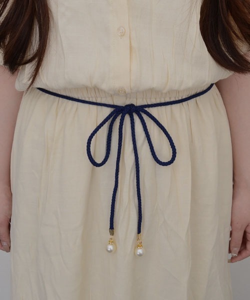VIBGYOR Women（ヴィブジョー　ウィメン）の「【resonance】パール付き シンプルデザイン ウエストマーク 細ロープベルト【マルチウェイ】（ベルト・レディース・ブラウン/オフホワイト/ネイビー/ベージュ/ブラック・FREE）」の5枚目の写真