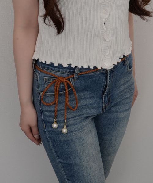 VIBGYOR Women（ヴィブジョー　ウィメン）の「【resonance】パール付き シンプルデザイン ウエストマーク 細ロープベルト【マルチウェイ】（ベルト・レディース・ブラウン/オフホワイト/ネイビー/ベージュ/ブラック・FREE）」の12枚目の写真