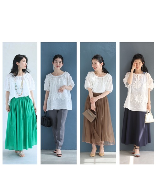 cawaii(カワイイ)の「前後着用2way仕様。花びら浮かぶ刺繍ブラウストップス(シャツ/ブラウス・レディース・ホワイト・FREE)」の8枚目の写真