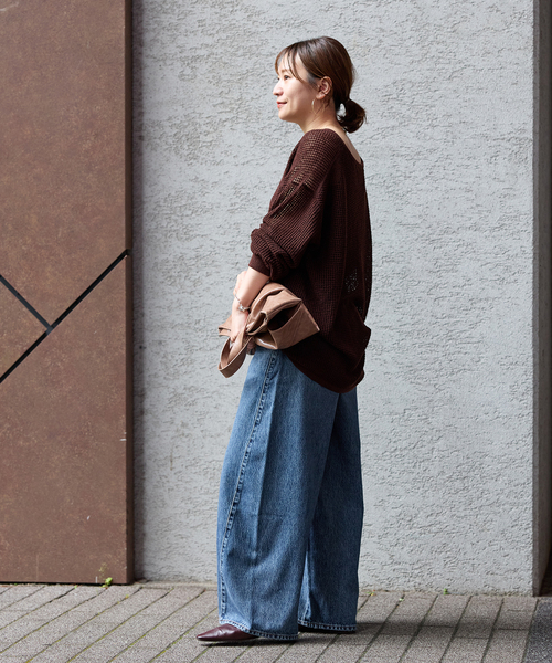 JOURNAL STANDARD（ジャーナルスタンダード）の「《追加》ヘンリーメッシュニット（ニット/セーター・レディース・ブラウン/ライトグレー/ブラック・FREE）」の18枚目の写真