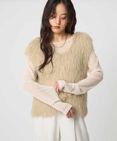 セール】フェザー ノースリーブ プルオーバー -ウォッシャブル