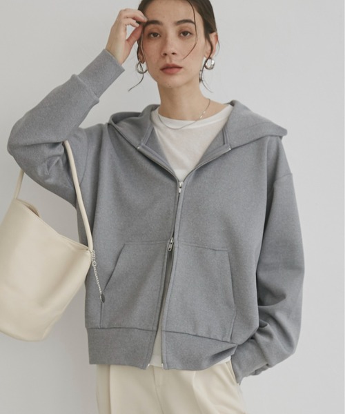 ANGIE(アンジー)の「ダンボール ダブルジップパーカー フーディー / 秋服(パーカー・レディース・杢グレー/ブラウン/ネイビー/ブラック・MEDIUM/SMALL)」の10枚目の写真