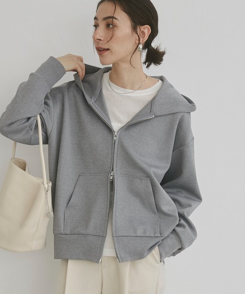 ANGIE(アンジー)の「ダンボール ダブルジップパーカー フーディー / 秋服(パーカー・レディース・杢グレー/ブラウン/ネイビー/ブラック・MEDIUM/SMALL)」の11枚目の写真