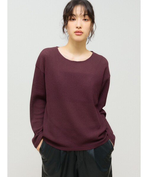 MIDIUMISOLID（ミディウミソリッド）の「MIDIUMISOLID for Ladies シアーワッフルプルオーバー（Tシャツ/カットソー・レディース・オレンジ/ブラック/オフホワイト/ワインレッド・FREE）」の4枚目の写真